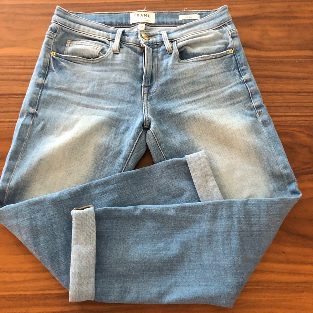 Frame Denim Le Boy in colour white sands